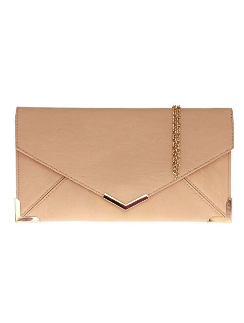 Girly Handbags Envelope Metallic Clutch Bag