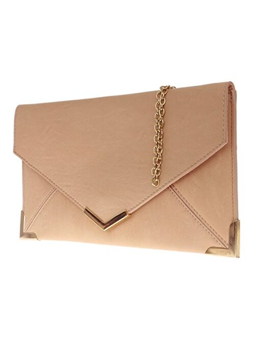 Girly Handbags Envelope Metallic Clutch Bag