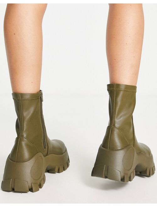 Public Desire Exclusive Nile cleated chunky sole boots in olive