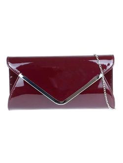 Girly Handbags Womens Glossy Oversized Clutch Bag (Burgundy)