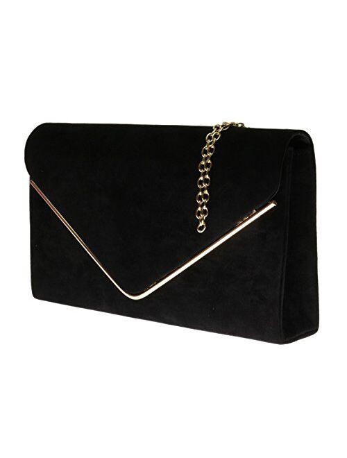 Girly Handbags Suede Frame Clutch Bag