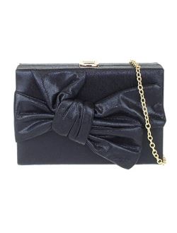 Girly Handbags Womens Satin Big Bow Compact Clutch Bag