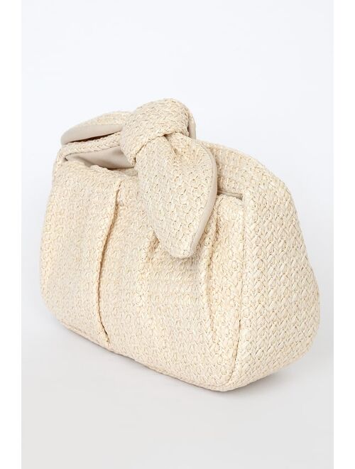 Lulus Essential Style Natural Woven Knot Handle Clutch Bag
