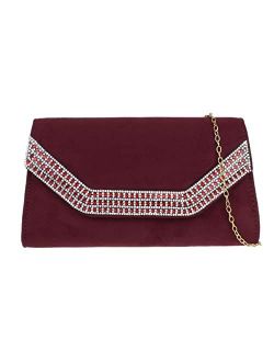 Girly Handbags Diamante Frame Clutch Bag