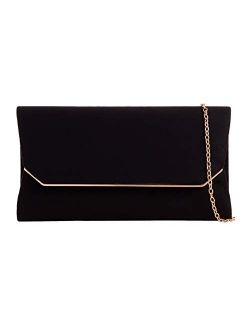 Girly Handbags Women Plain Suede Effect Clutch Bag