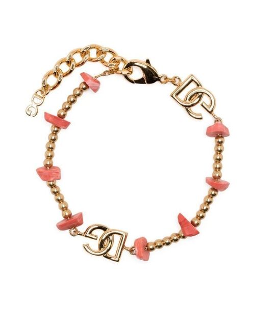 Dolce & Gabbana stone-detail logo-charm bracelet