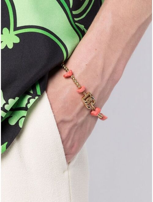 Dolce & Gabbana stone-detail logo-charm bracelet