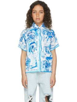 ENDLESS JOY SSENSE Exclusive Kids White & Blue Barong Short Sleeve Shirt
