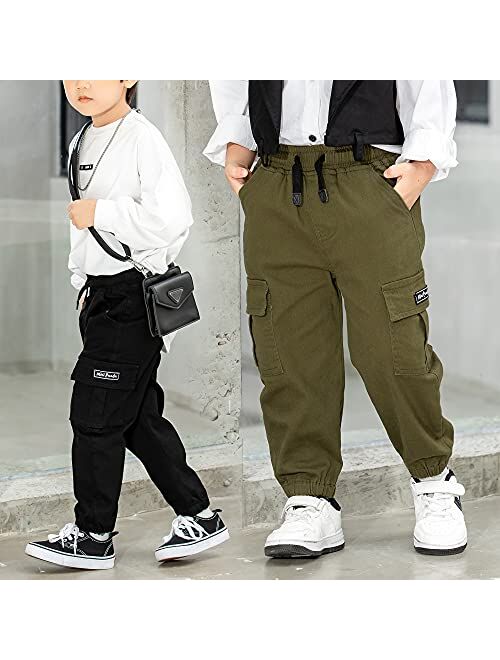 MINI PANDA Toddler Boy Pants, Little Boys 2-Pack Pull On Pants