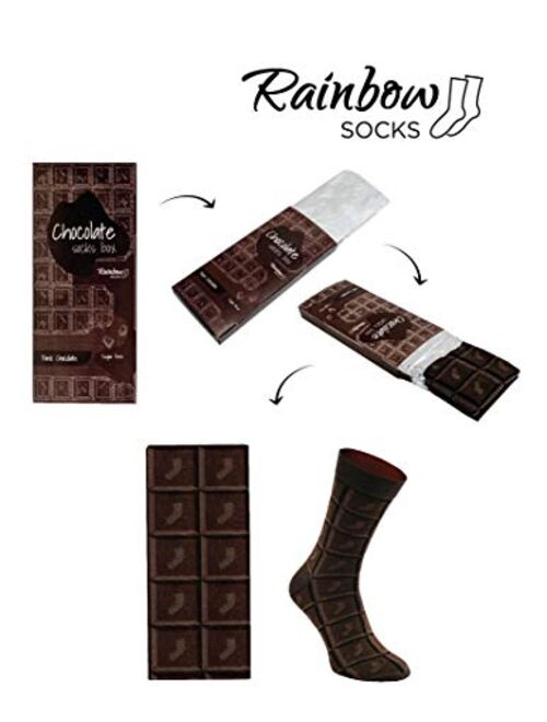 Rainbow Socks - Men Women Novelty Chocolate Bar Socks - 1 Pair - Made in Europe