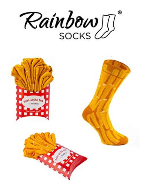 Rainbow Socks - Men Women Funny Fries Socks Box - 2 Pairs