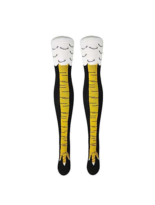 Sosox Crazy Funny Chicken Legs Feet Over The Knee 21.65in Socks, Funny Gifts For Party Novelty Socks For Women 6-10