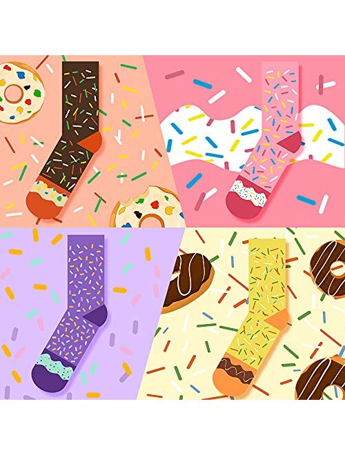Agrimony Funny Donut Macaron Socks Box for Women Girls Teens - Fun Novelty Cute Crazy Funky Cotton Socks Birthday Christmas Gifts