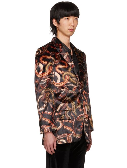 LU'U DAN Black Snake Print Blazer