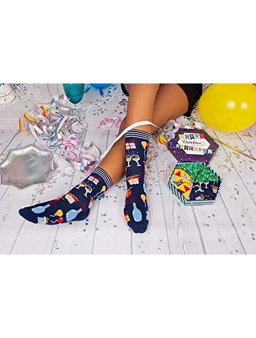 Rainbow Socks - Men Women Funny Happy Birthday Socks Box Gift - 3 Pairs