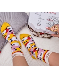Rainbow Socks PIZZA SOCKS BOX Capriciosa 4 pairs Cotton Socks Made In Europe Unisex Funny Gift
