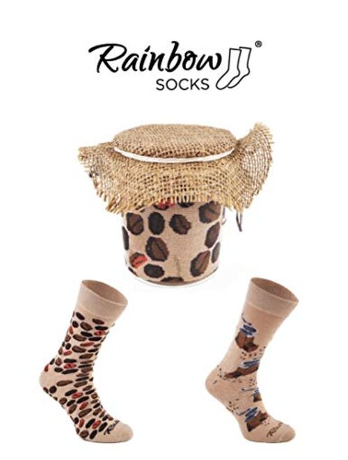 Rainbow Socks - Men Women Novelty Coffee Jar Socks 2 Pairs