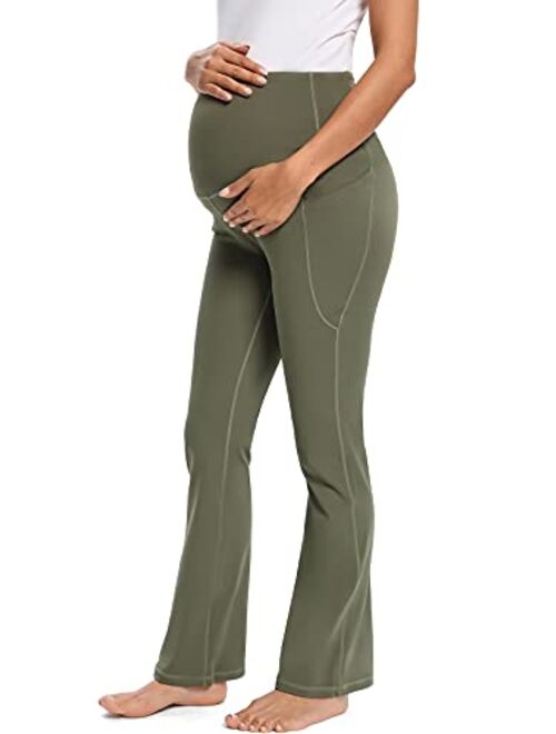 Glampunch Womens Materniy Pants Stretchy Comfy Wide Leg Pregnancy Lounge Trousers with Pockets