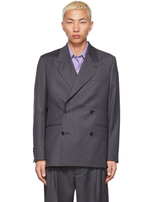 MFPEN SSENSE Exclusive Grey & Purple Pinstriped Blazer