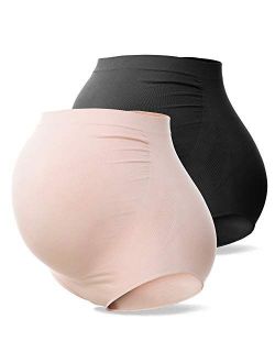 SUNNYBUY Women's Maternity High Waist Underwear Pregnancy Seamless Soft Hipster Panties Over Bump