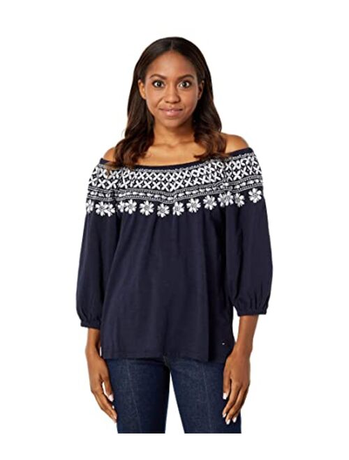 Tommy Hilfiger Over-The-Shoulder Top with Embroidery