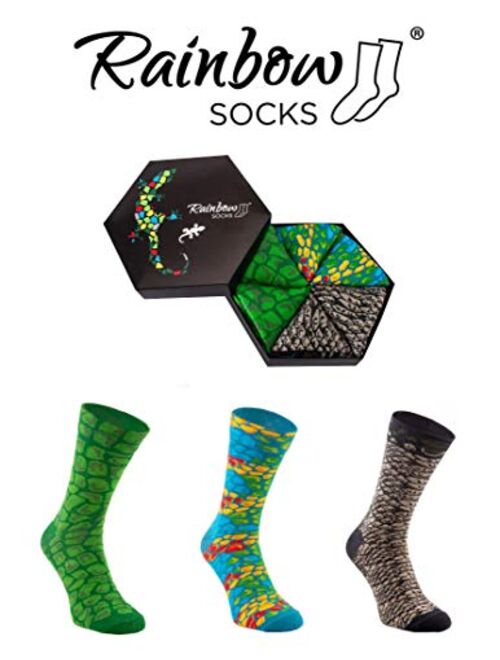 Rainbow Socks - Men Women Novelty Reptile Socks Box Gift - 3 Pairs