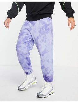 oversized sweatpants in purple tie dye