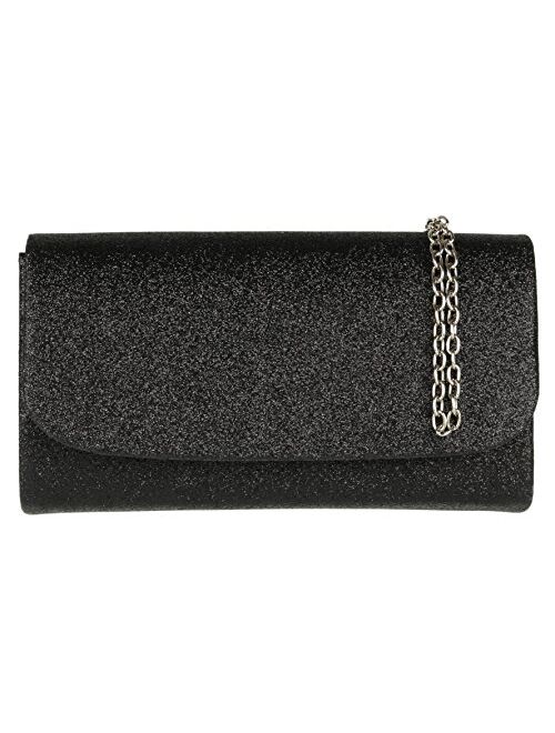 Girly Handbags Glitter Plain Clutch Bag