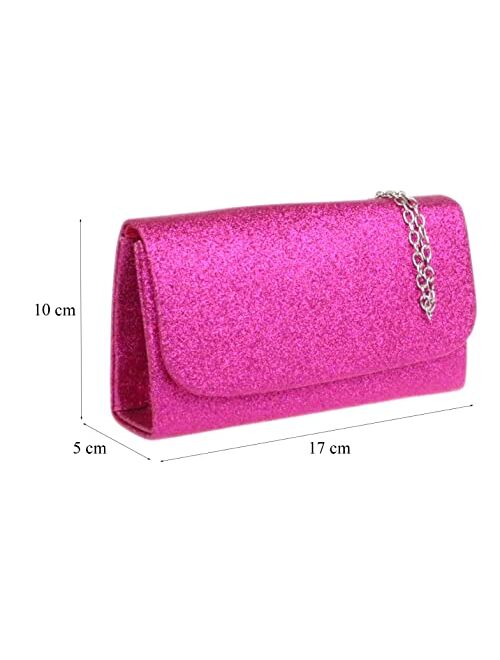 Girly Handbags Glitter Plain Clutch Bag