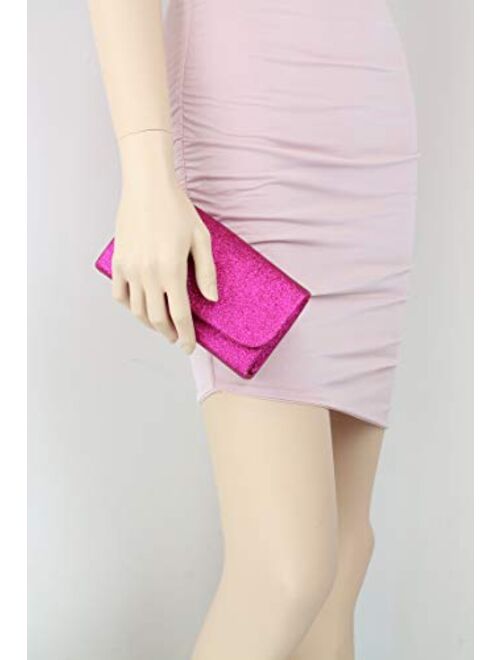 Girly Handbags Glitter Plain Clutch Bag