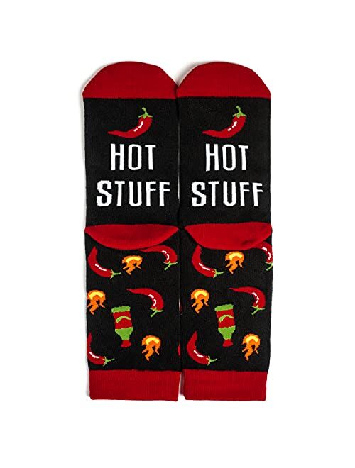 Lavley Funny Food Socks Novelty Gifts For Men, Women & Teens (Hot Sauce, Tacos, Beer, Pickle, Sushi)