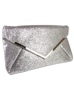 Girly Handbags Oversized Glitter Clutch Bag