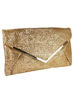 Girly Handbags Oversized Glitter Clutch Bag
