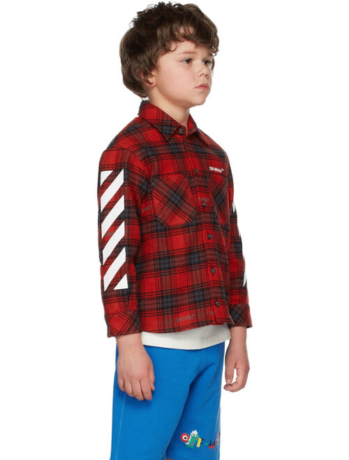 OFF-WHITE Kids Red & Black Check Flannel Shirt