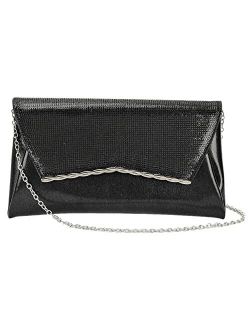 Girly Handbags Womens Oversized Diamante Flap Clutch Bag