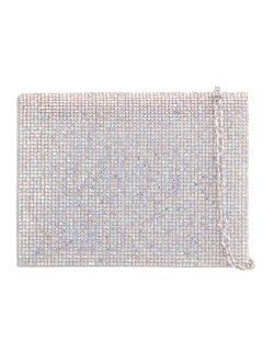 Girly Handbags Womens Glitter Diamante Flap Evening Clutch Bag