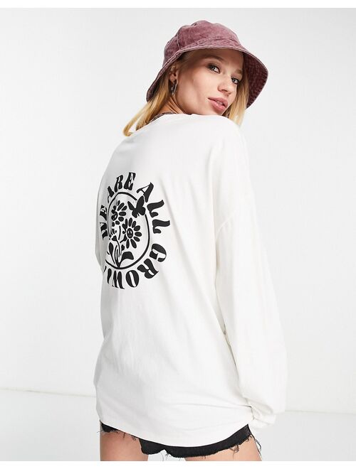Topshop we are growing long sleeve skater tee in white