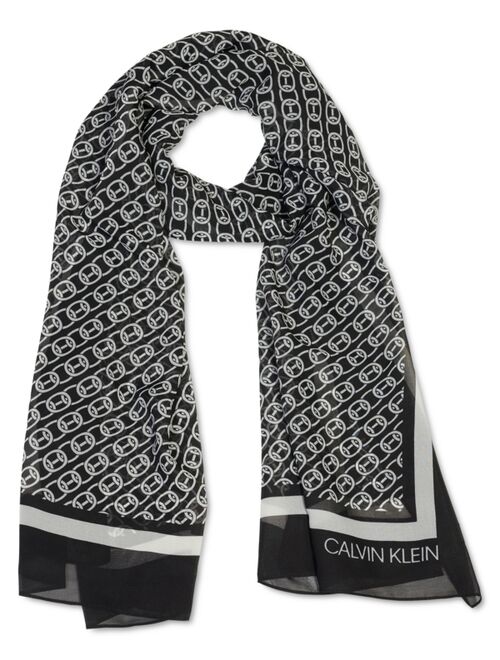 Calvin Klein Women's Chain-Print Chiffon Oblong Scarf