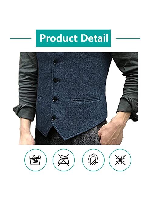 Generic Suit Vest, Men's Casual V Neck Slim Fit Single Breasted Lapel Waistcoat for Tuxedos Blazer (Color : Green, Size : Medium)
