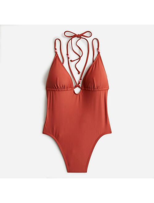 J.Crew Strappy plunge one-piece with beads