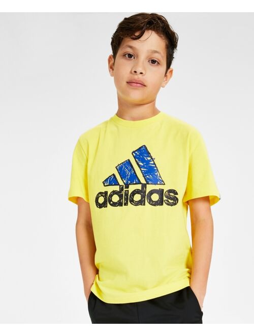 adidas Big Boys Short Sleeve Sketchy Badge of Sport T-shirt