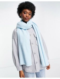 scarf with raw edge in light blue - LBLUE
