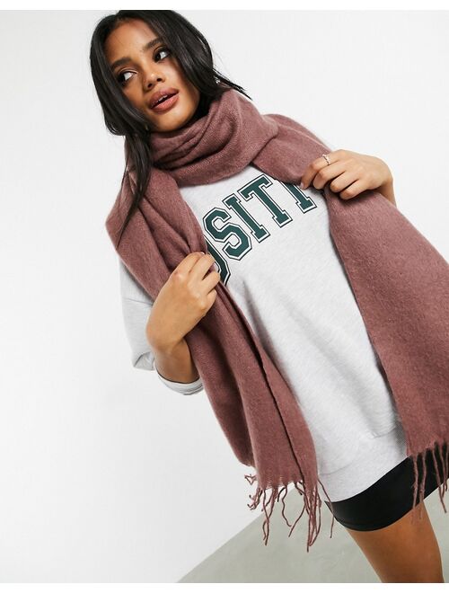 ASOS DESIGN supersoft long woven scarf with tassels in pink