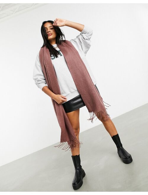 ASOS DESIGN supersoft long woven scarf with tassels in pink