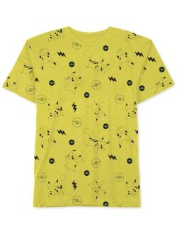 Pokemon Big Boys Pikachu Print T-Shirt