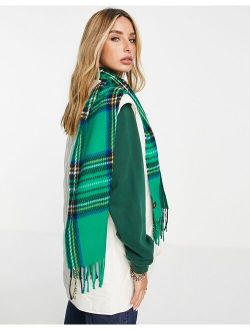 bold tartan check scarf in green