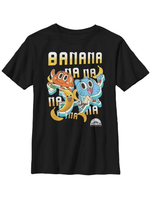 Fifth Sun Cartoon Network Big Boy's The Amazing World of Gumball Crazy For Banana's Short Sleeve T-Shirt