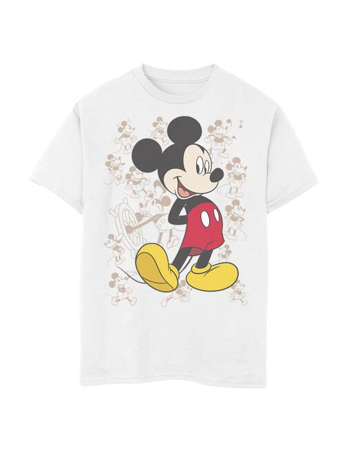 Disney's Mickey Mouse Boys 8-20 Many Mickeys Background Graphic Tee