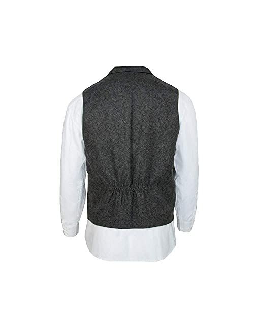 The Celtic Ranch Western Style Wool Lapel Vest, Blended Wool Vest with Lapels, Full-Back with Elastic Cinch and 4 Pockets
