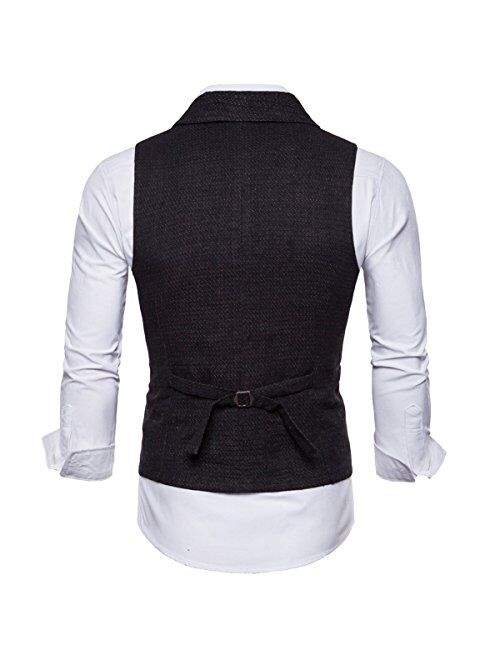 COTTORY Men's 5 Button Notch Lapel Slim Fit Waistcoat Dress Suit Vest